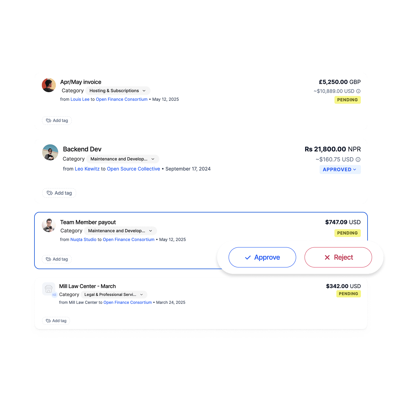 Approve Payment Requests