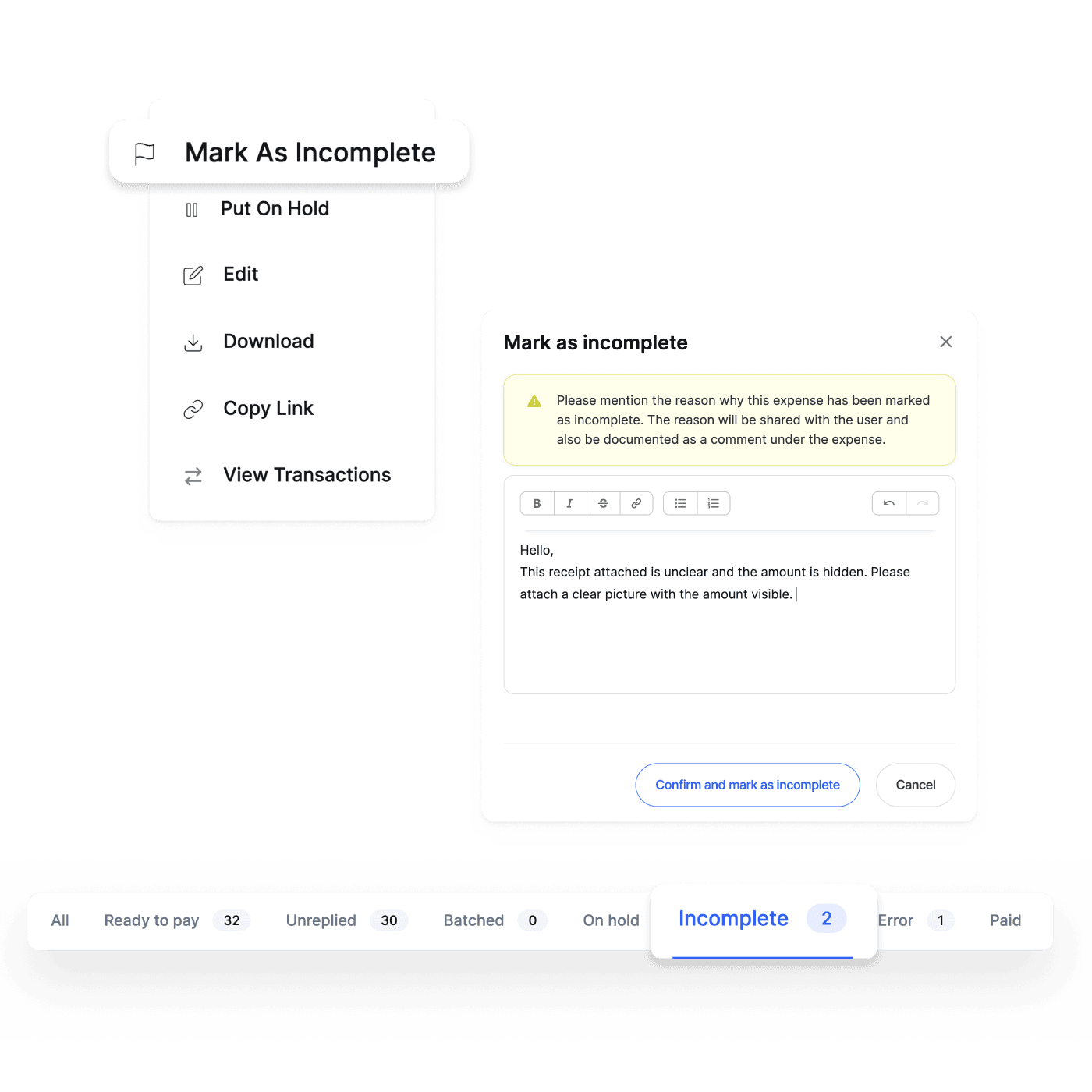 Easily work your way through all payment requests