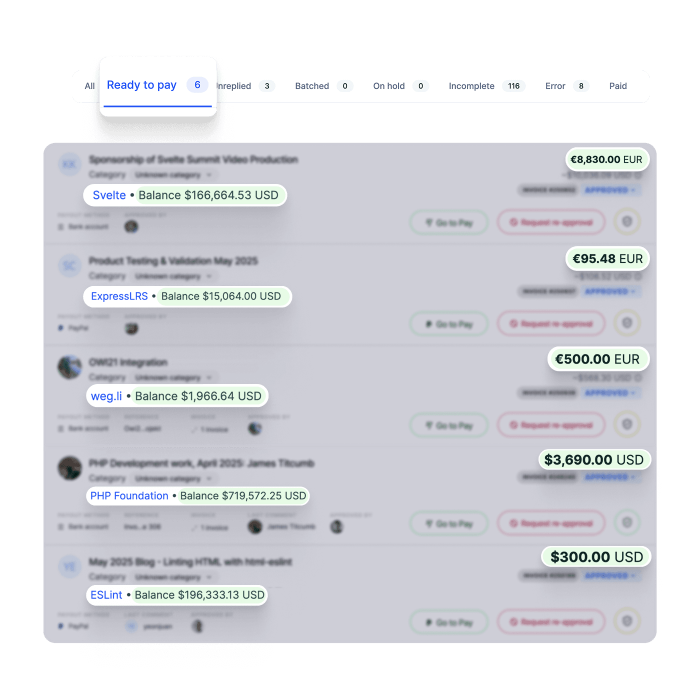 Efficiently process payment requests
