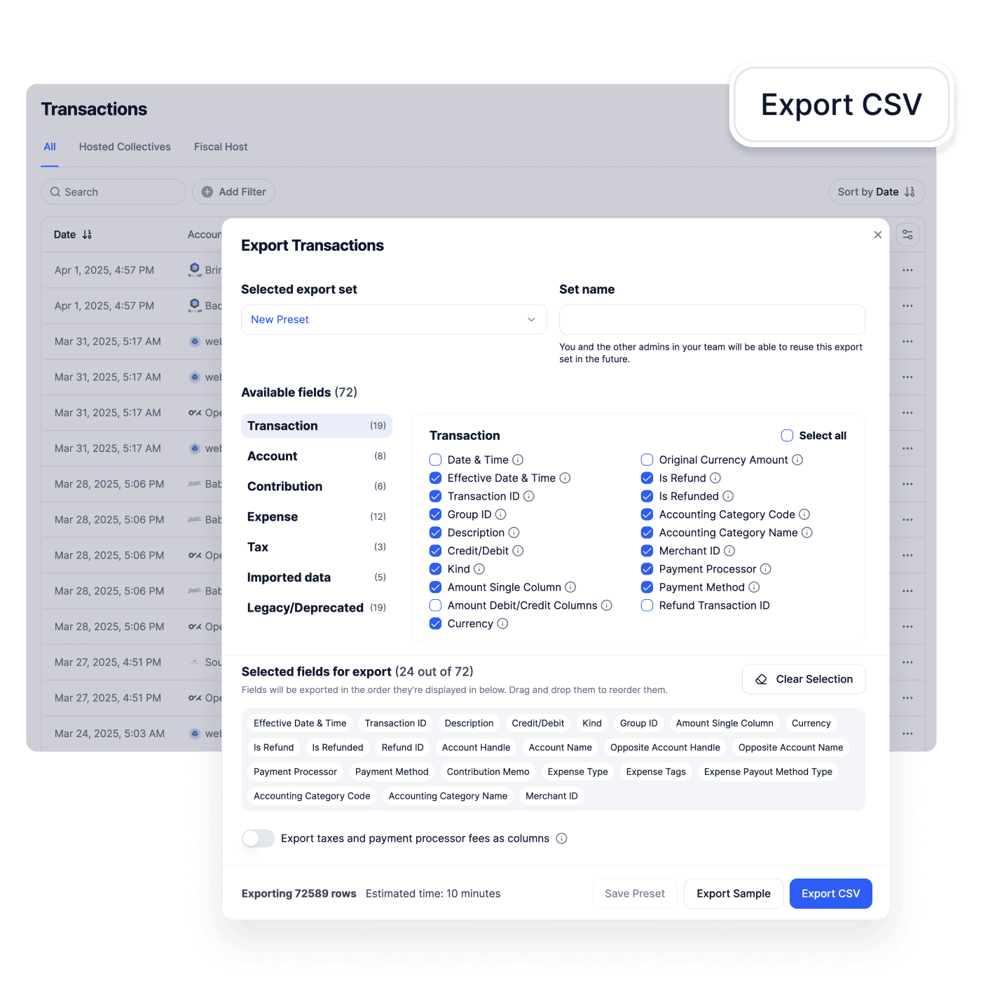 Export ledger data for your accountants