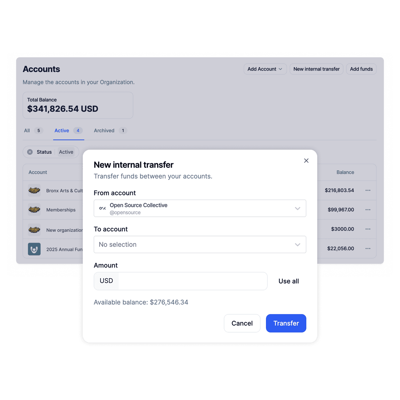 Move money between accounts